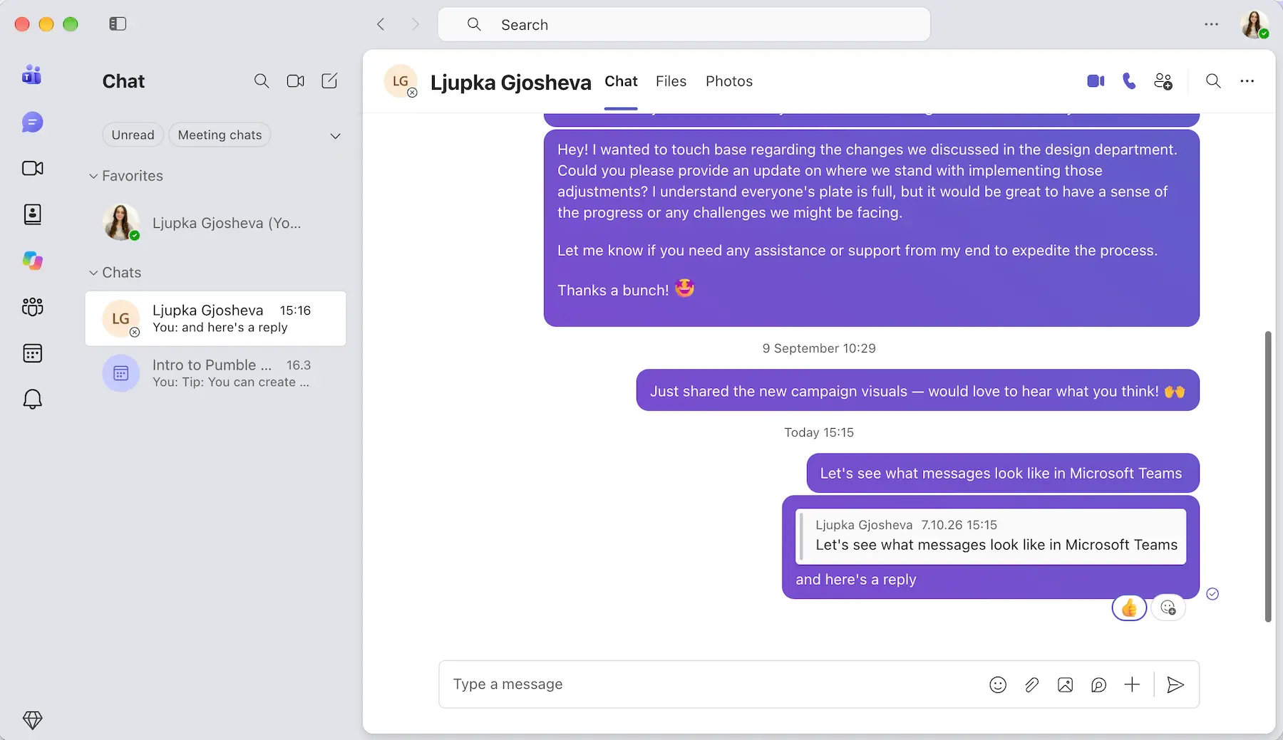 Mensagens, respostas e reações de emojis no Microsoft Teams