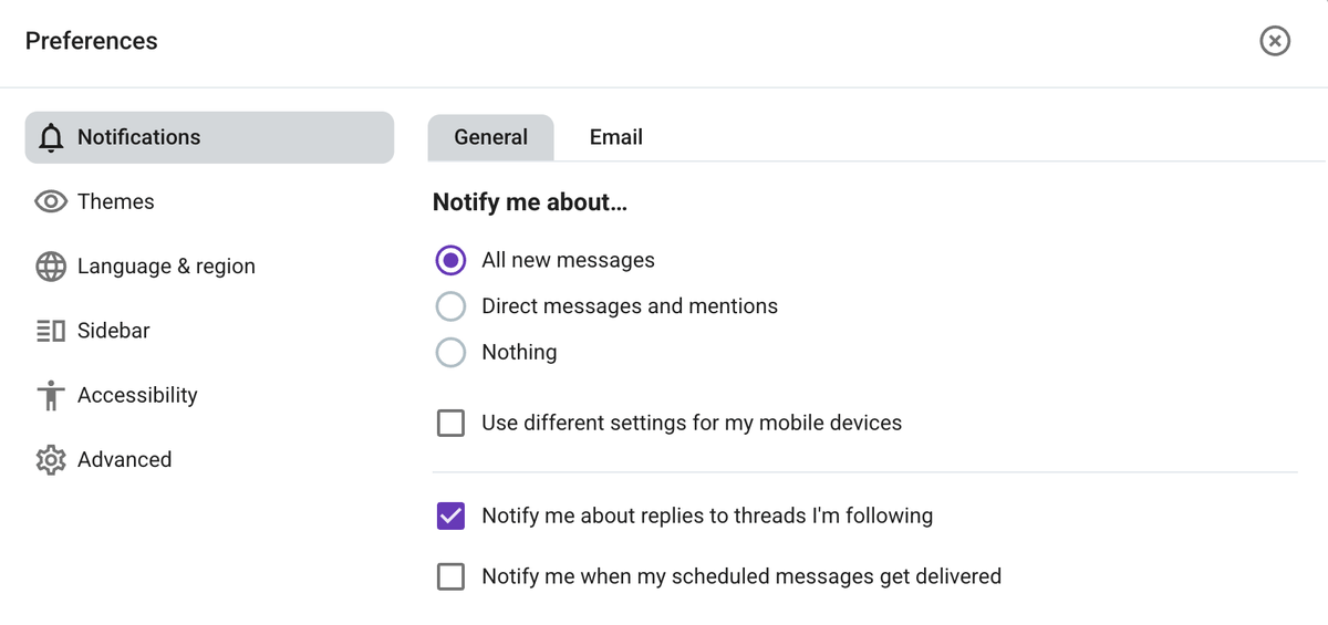 General notifications in Pumble