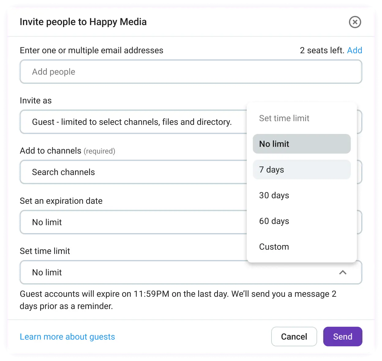 Guest access limits in Pumble