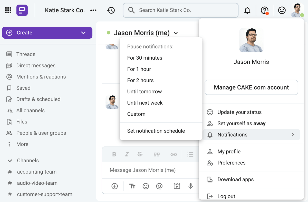 Pausing notifications in Pumble