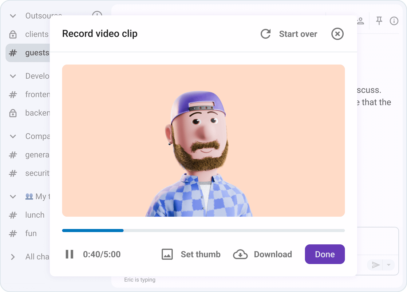 Show your face and share your ideas in a quick Pumble video message