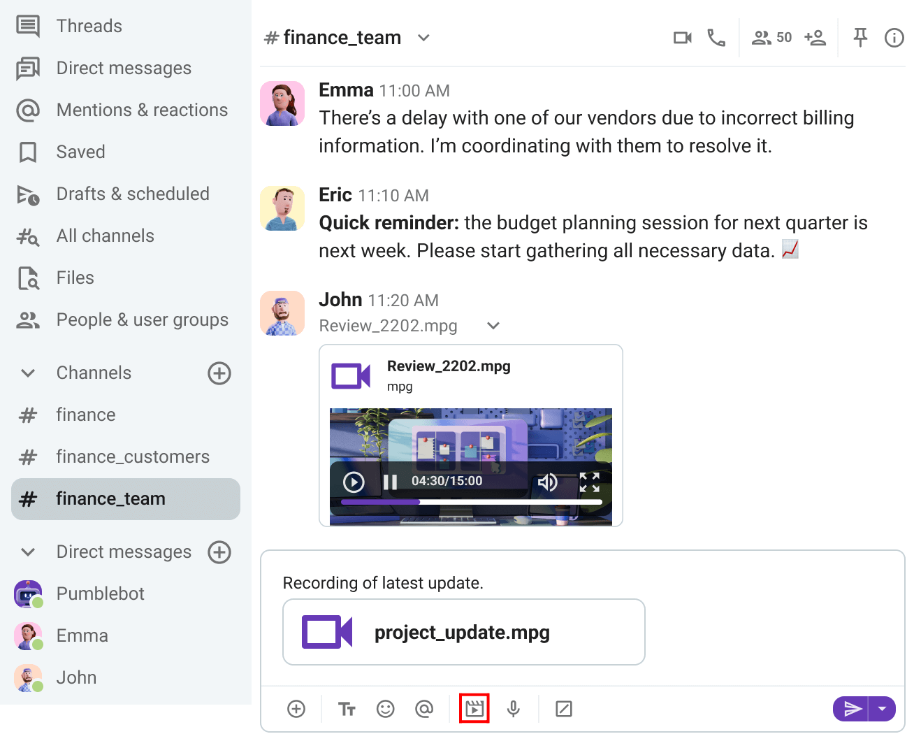 Tap, record, and send video messages in seconds