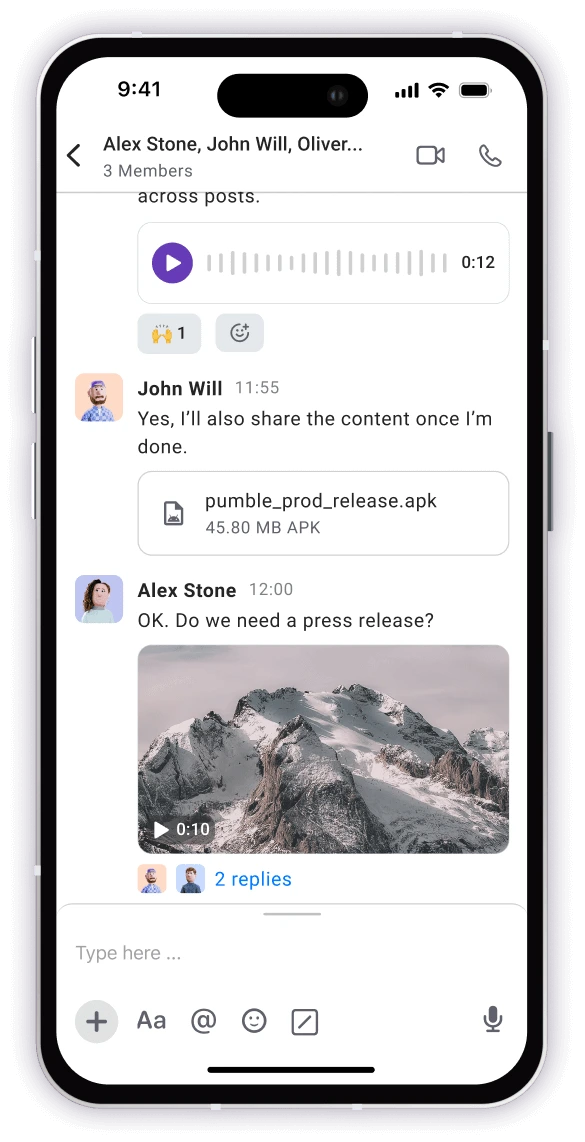 Use Pumbles mobile app for communication on the go