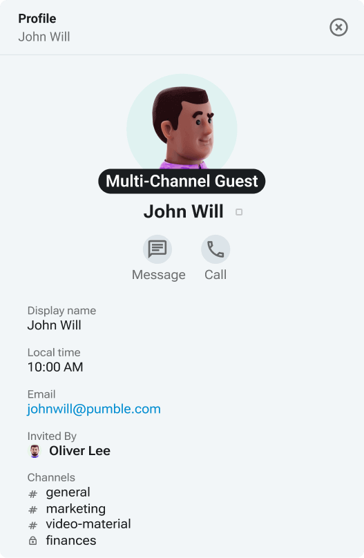 Multi-channel guests in Pumble