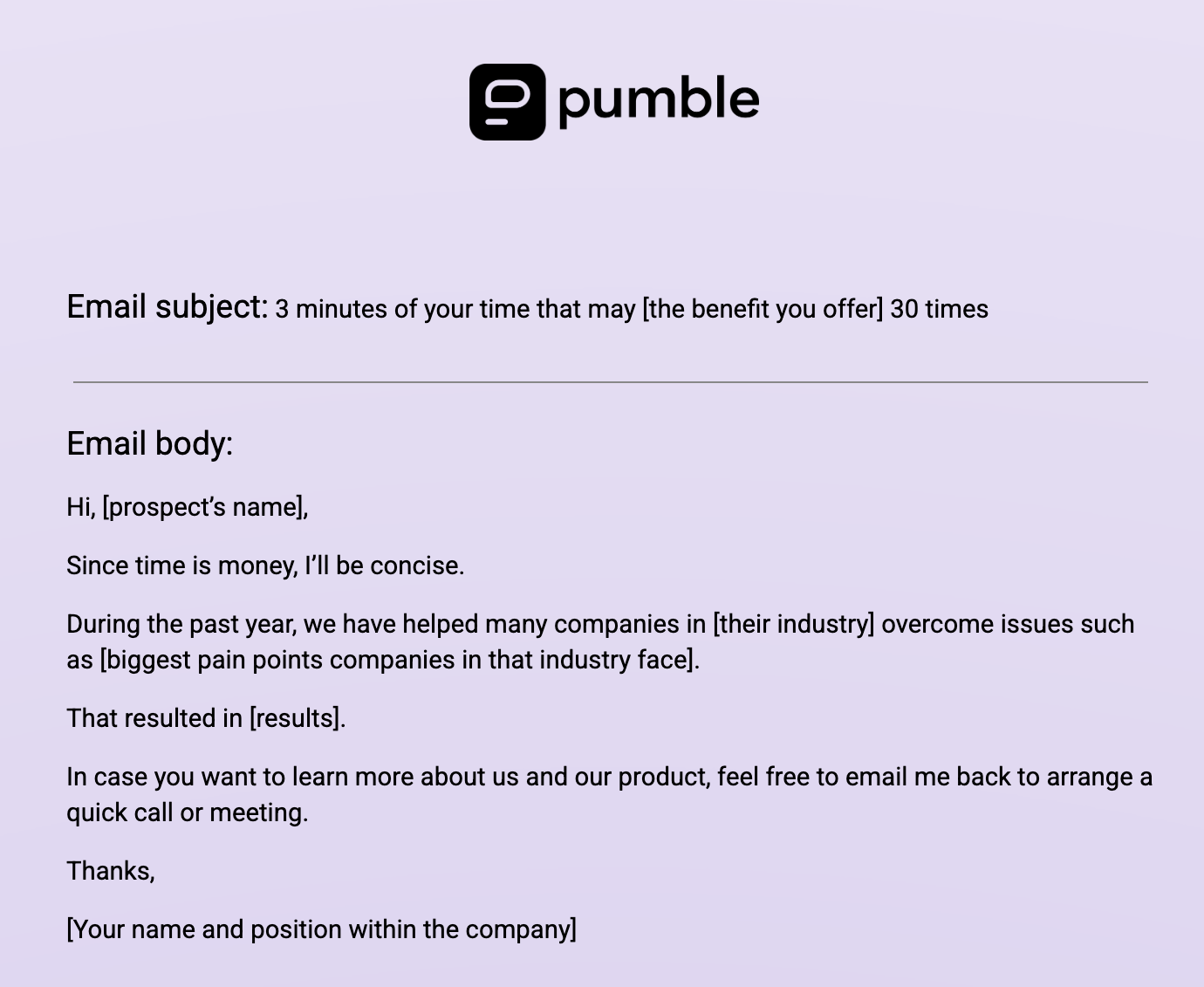 An example of a Short sales email pitch template