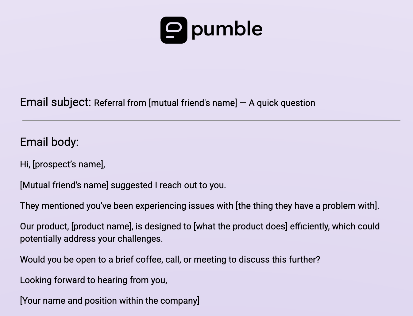 An example of a Sales email based on a mutual contact template