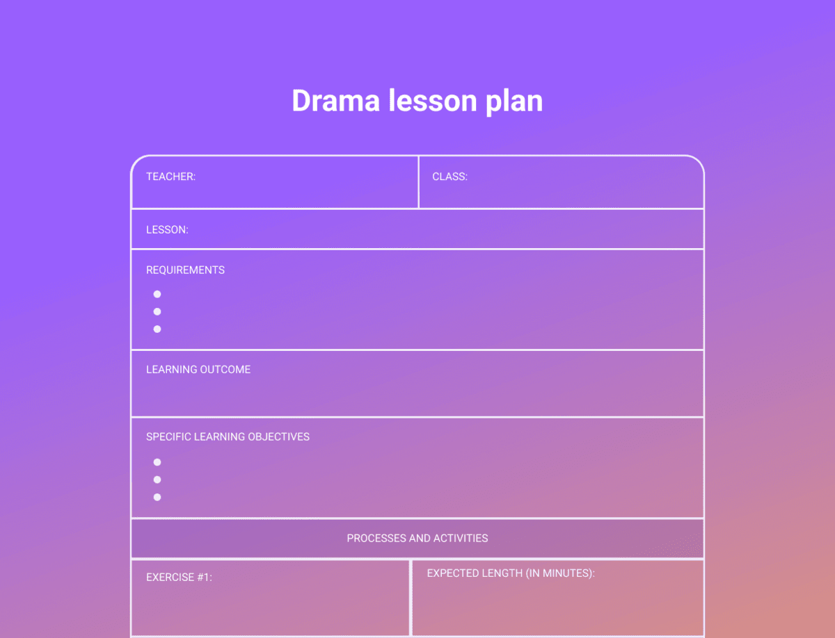 An example of a Drama lesson plan template