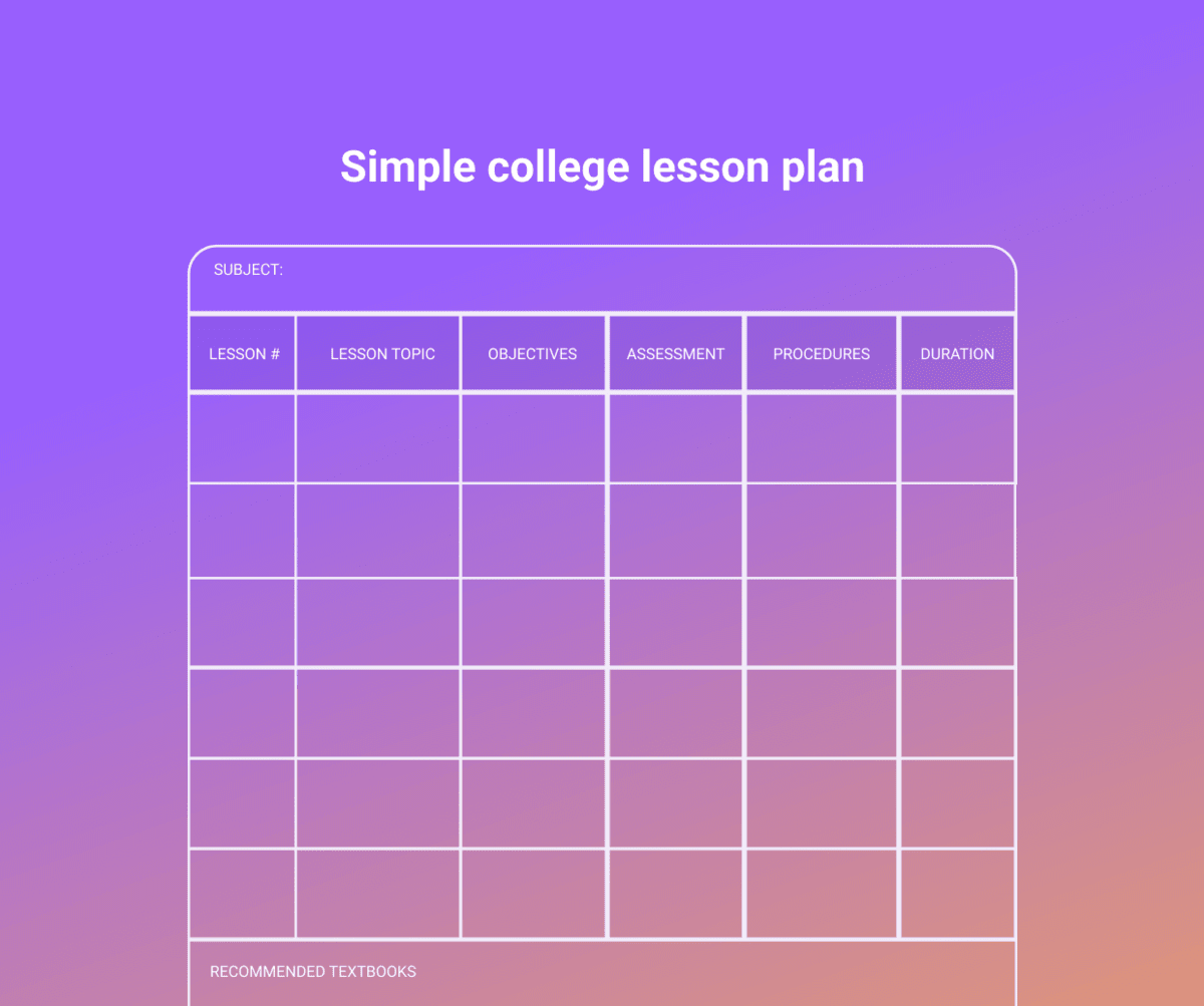 An example of a simple college lesson plan