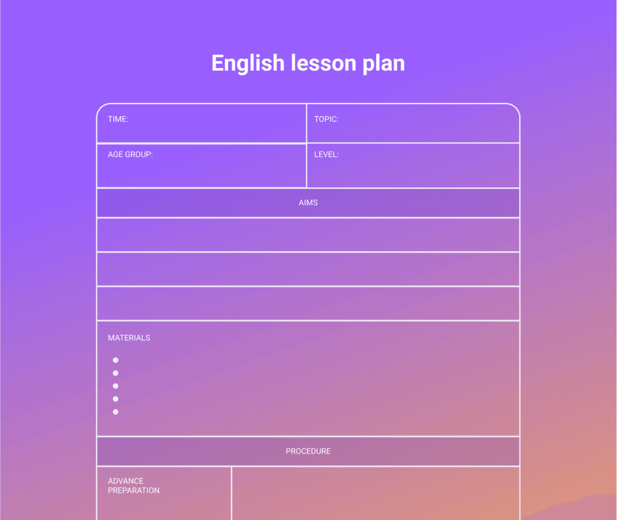 An example of an English lesson plan template 
