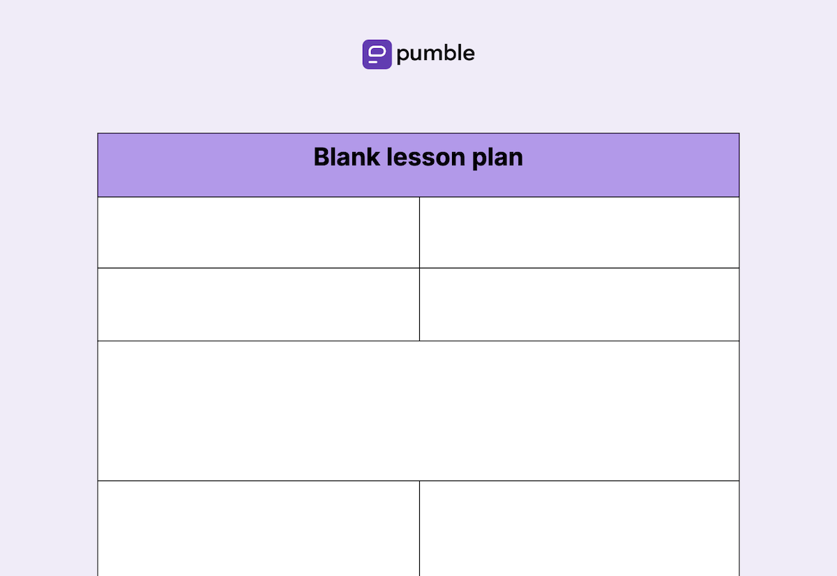 Blank lesson plan template