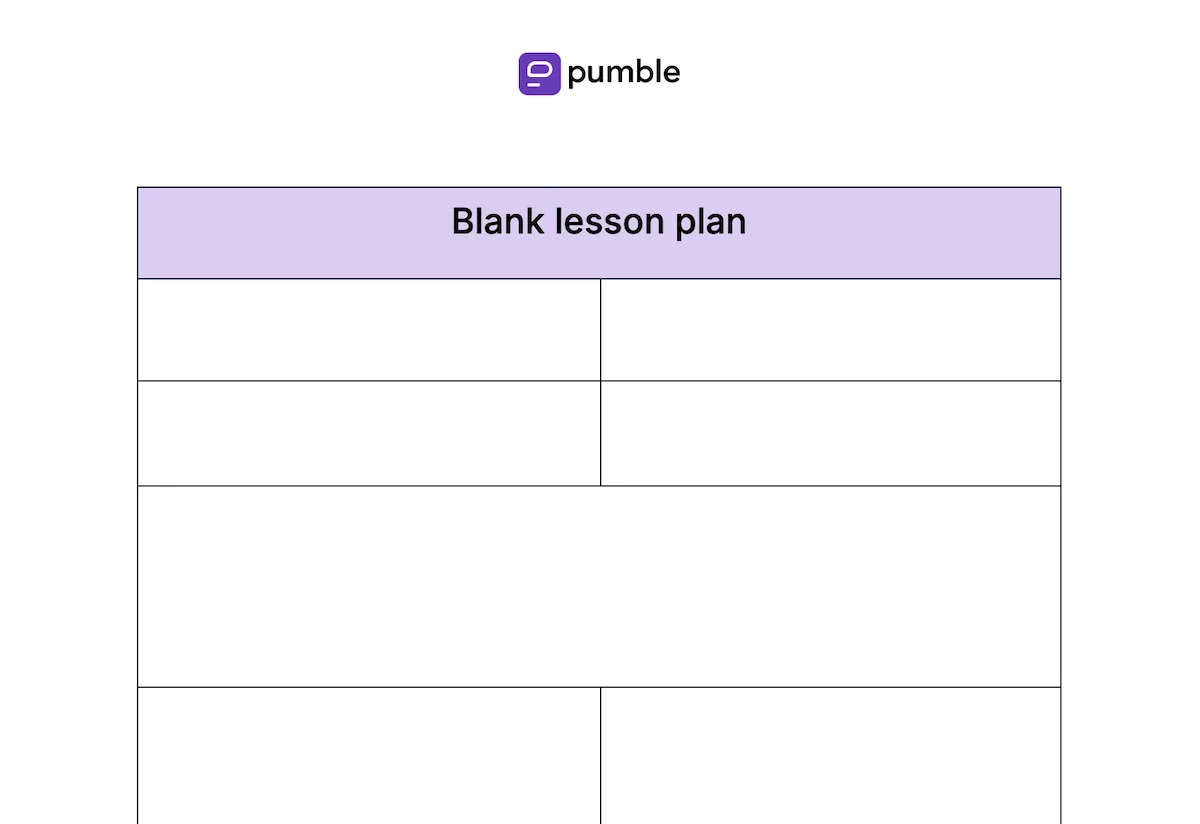 Blank lesson plan template