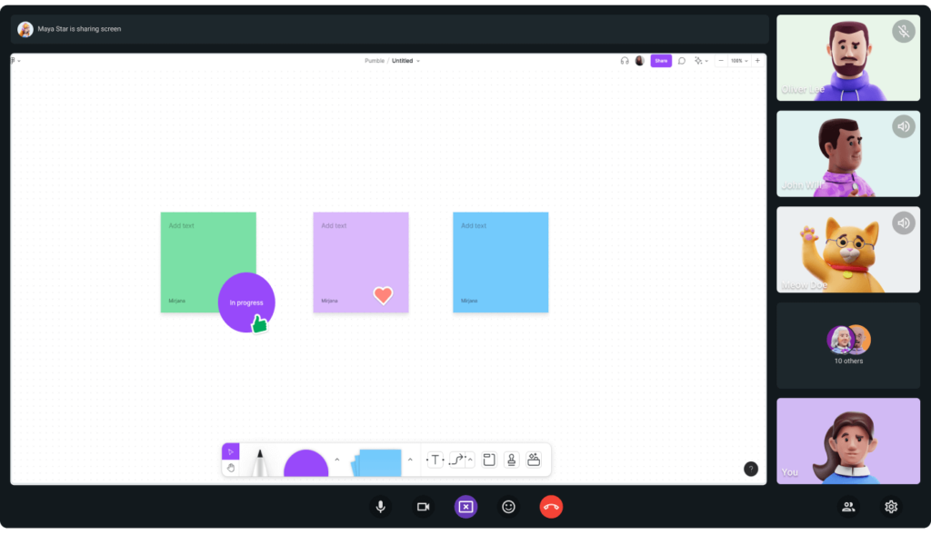 Screen sharing in Pumble video conferencing