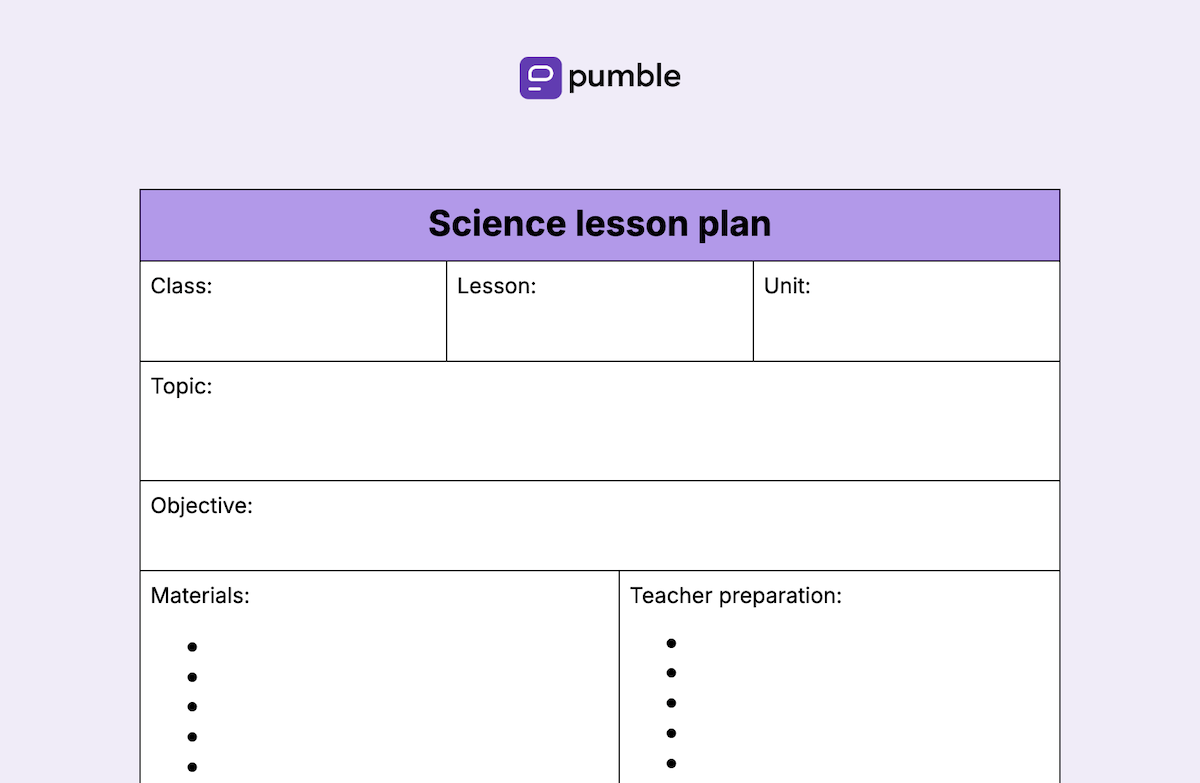 Science lesson plan template