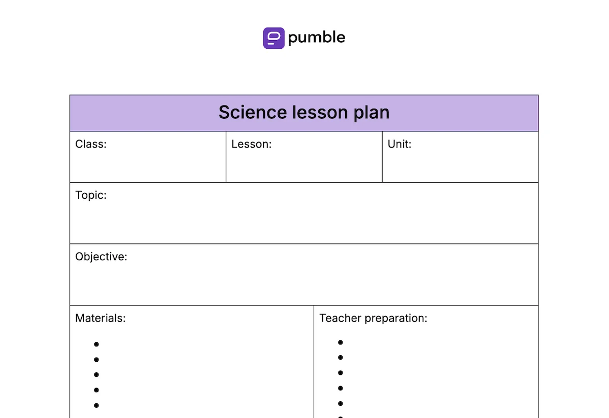 Science lesson plan template
