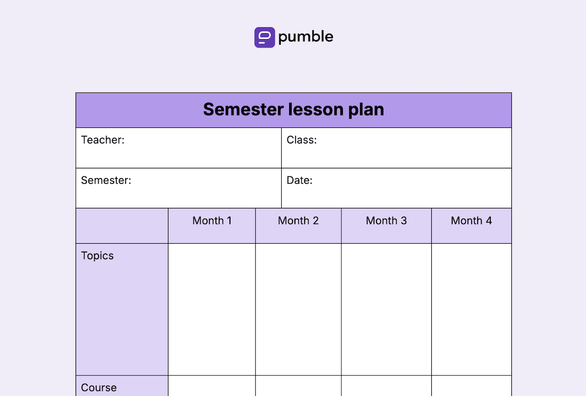 Semester lesson plan template