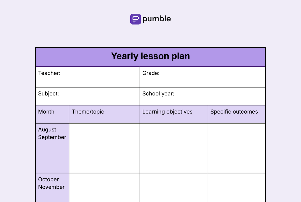 Yearly lesson plan template