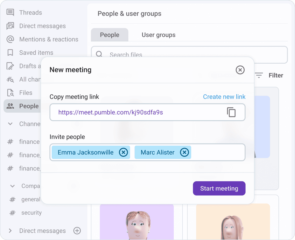 Meeting links in Pumble