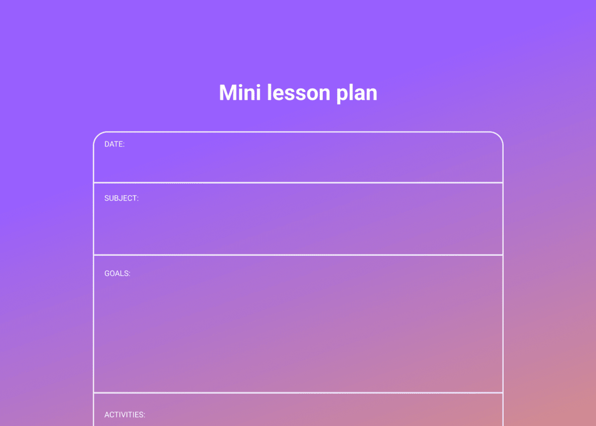 An example of a mini lesson plan template 