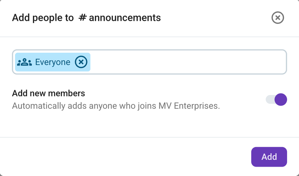 Adding a new channel to default channels