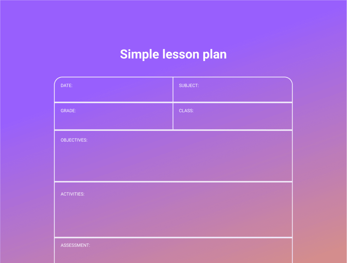 An example of a simple lesson plan template  
