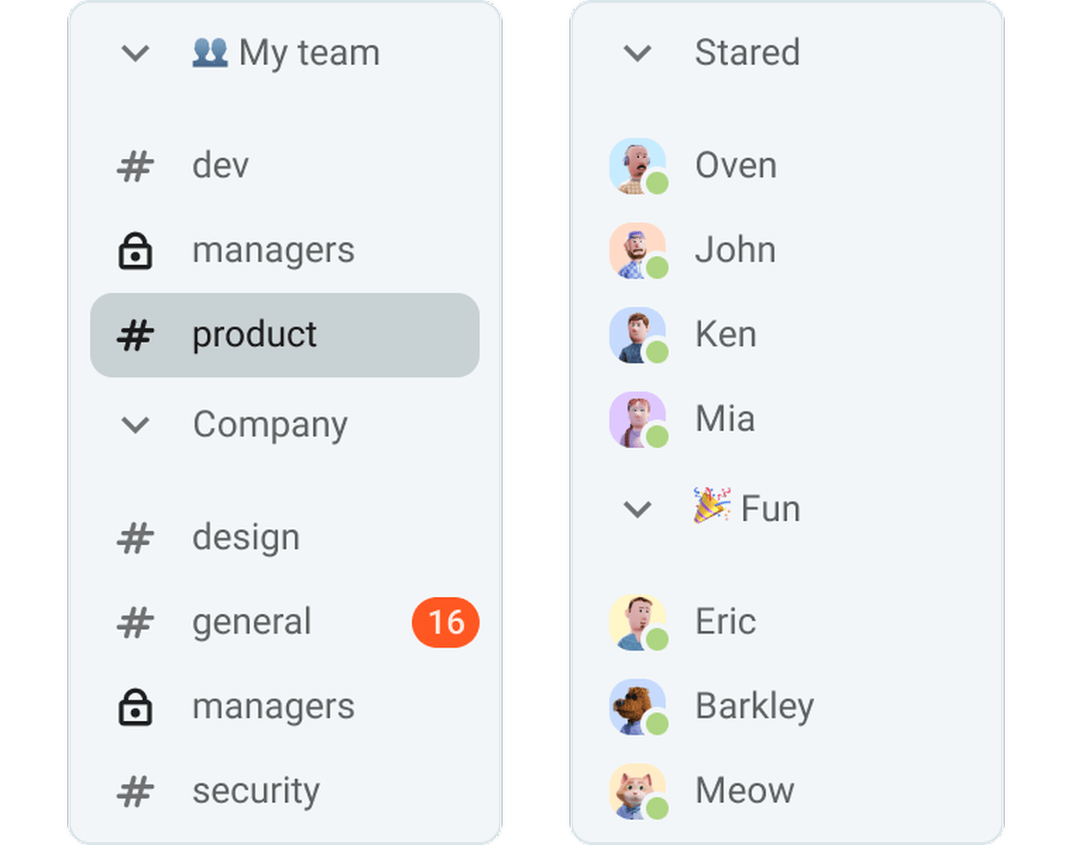 Customize sections on Pumble and organize channels for optimal organization