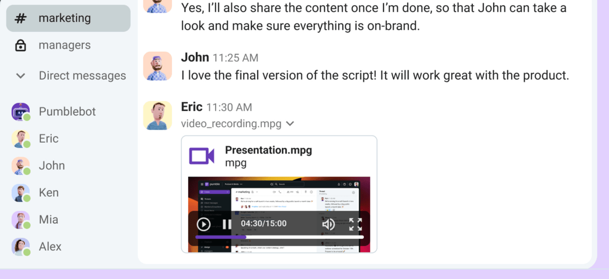 Improve communication and boost collaboration with Pumble’s video messages