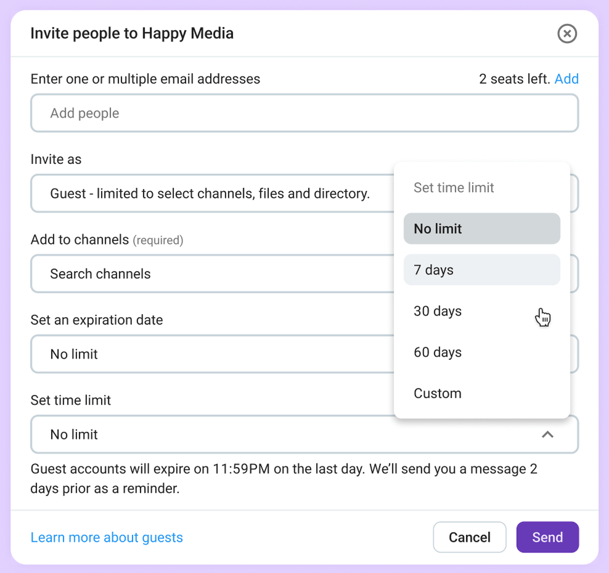 Invite guests to your Pumble workspace and control their access