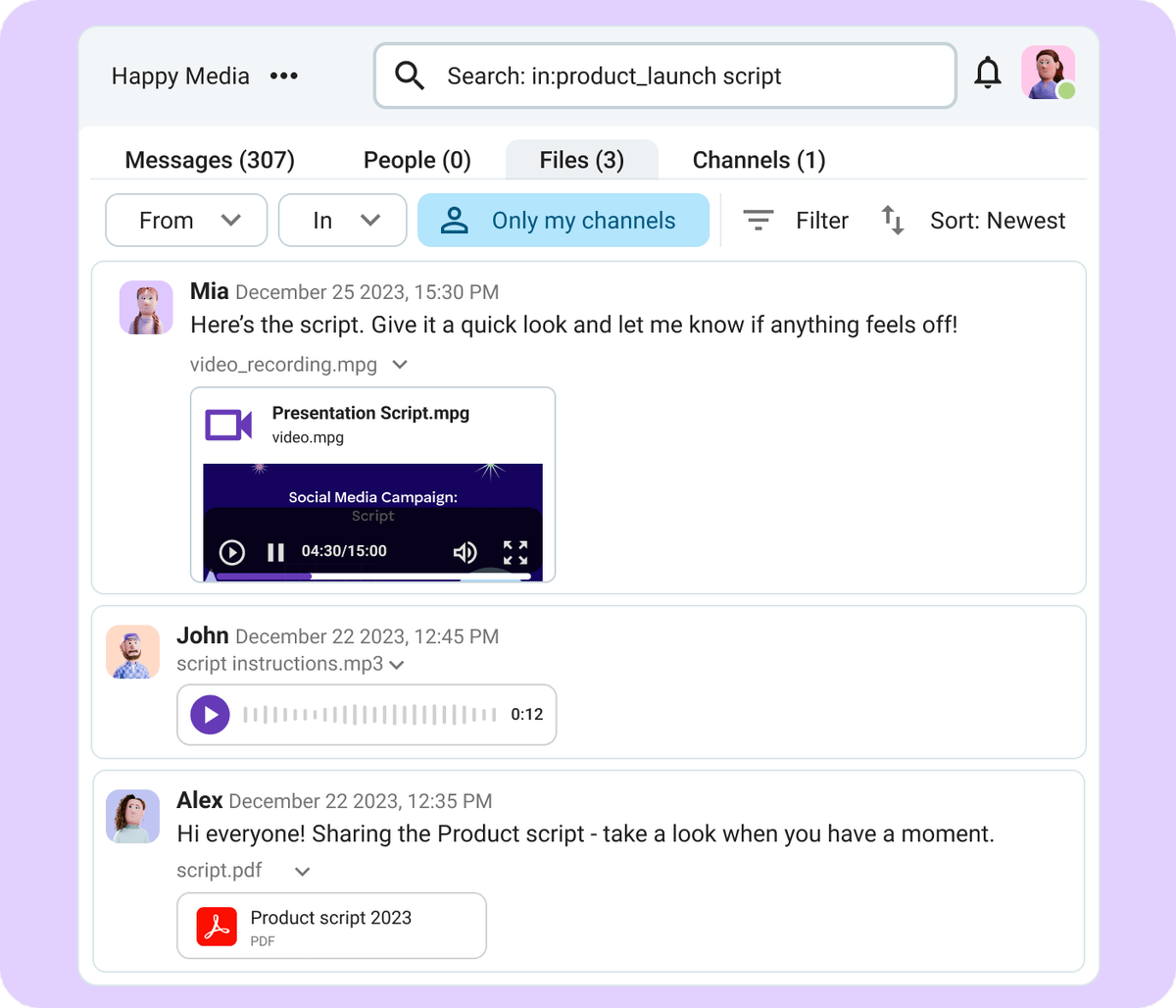 Send voice messages via Pumble