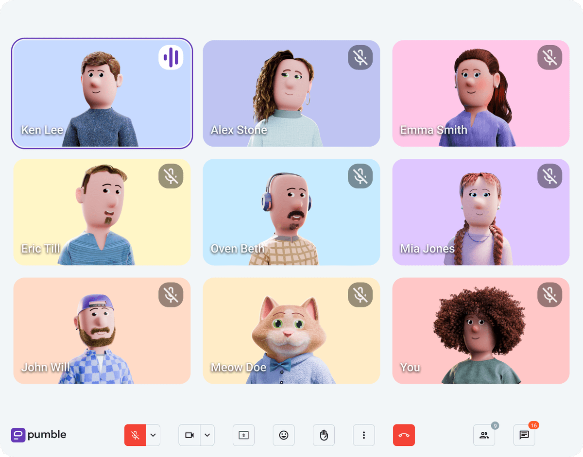 Start audio and video calls in DMs and channels in Pumble