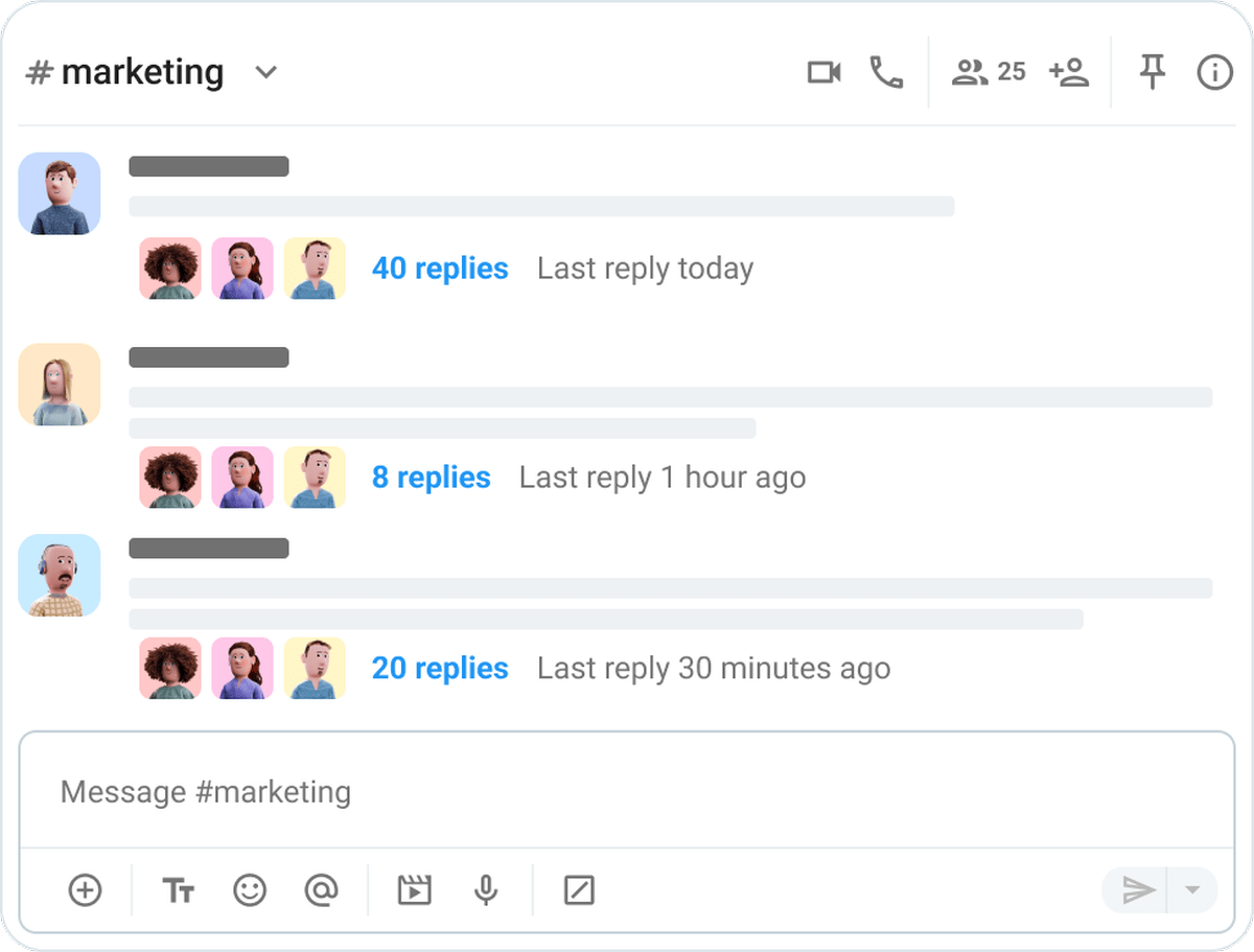 Threads allow you to group all topic-related replies together