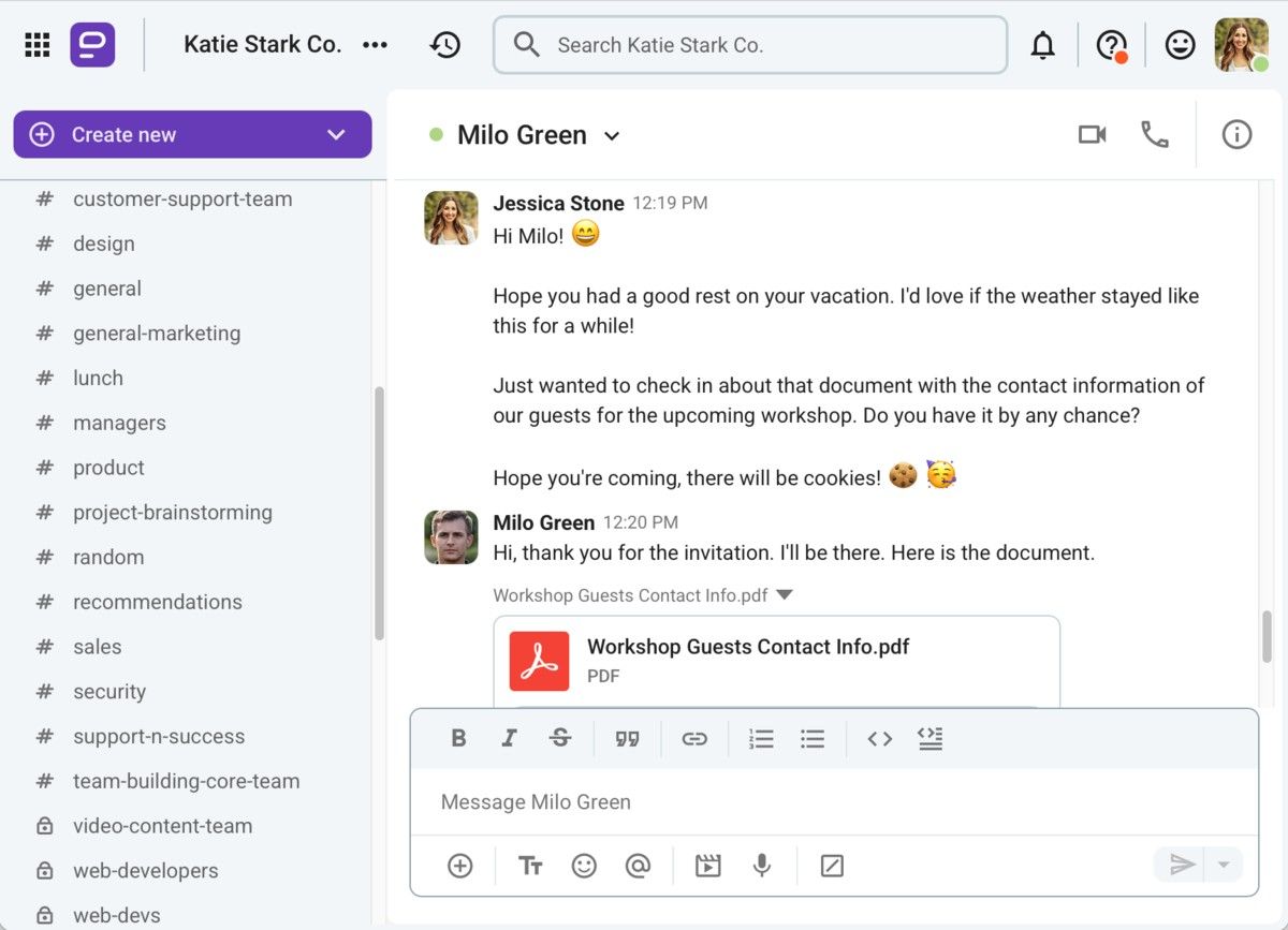 An example of how differences in business culture may affect the communication process in Pumble, a business communication app