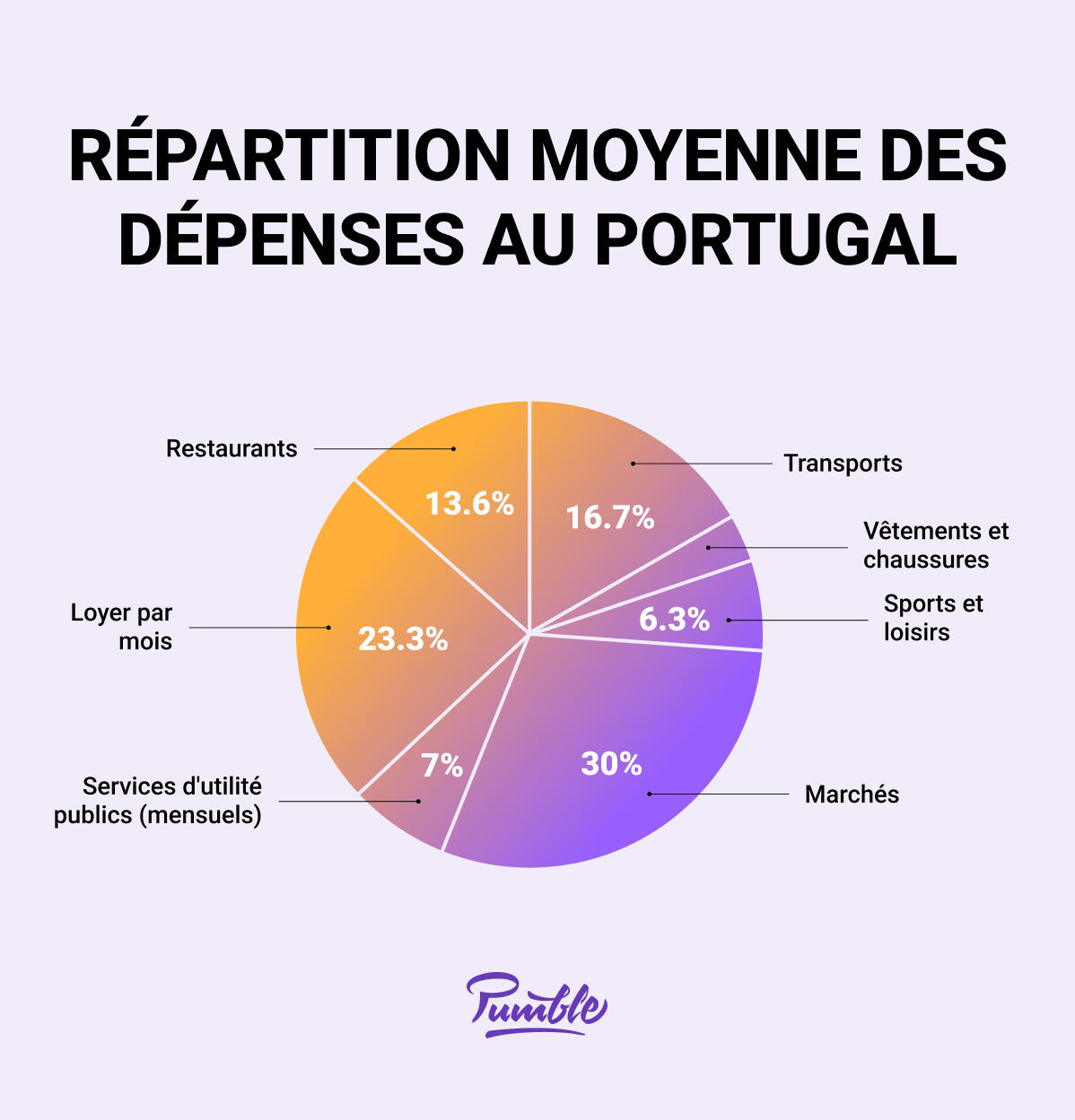 Average distribution of expenses in Portugal. Source: Numbeo