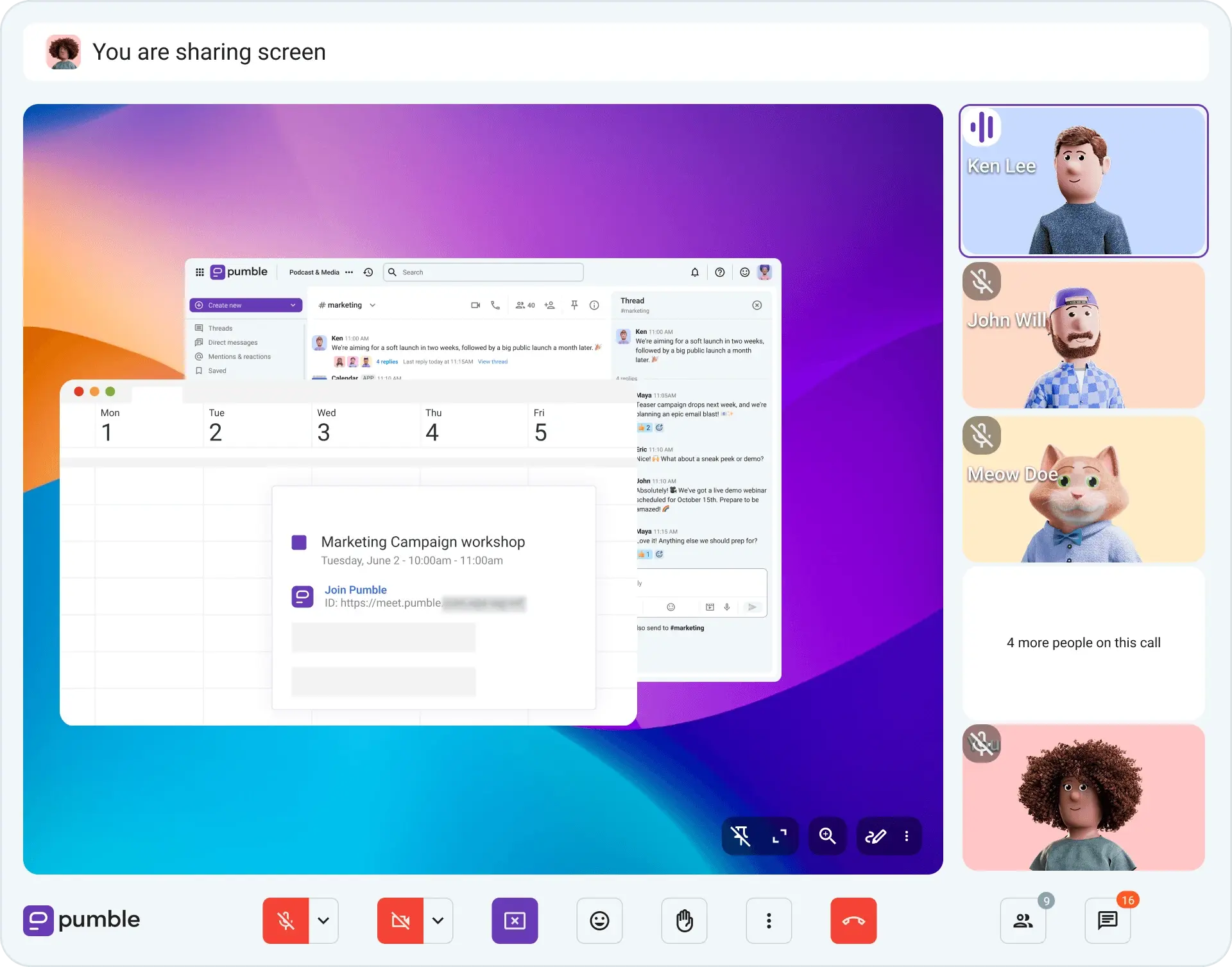 Video conferencing in Pumble