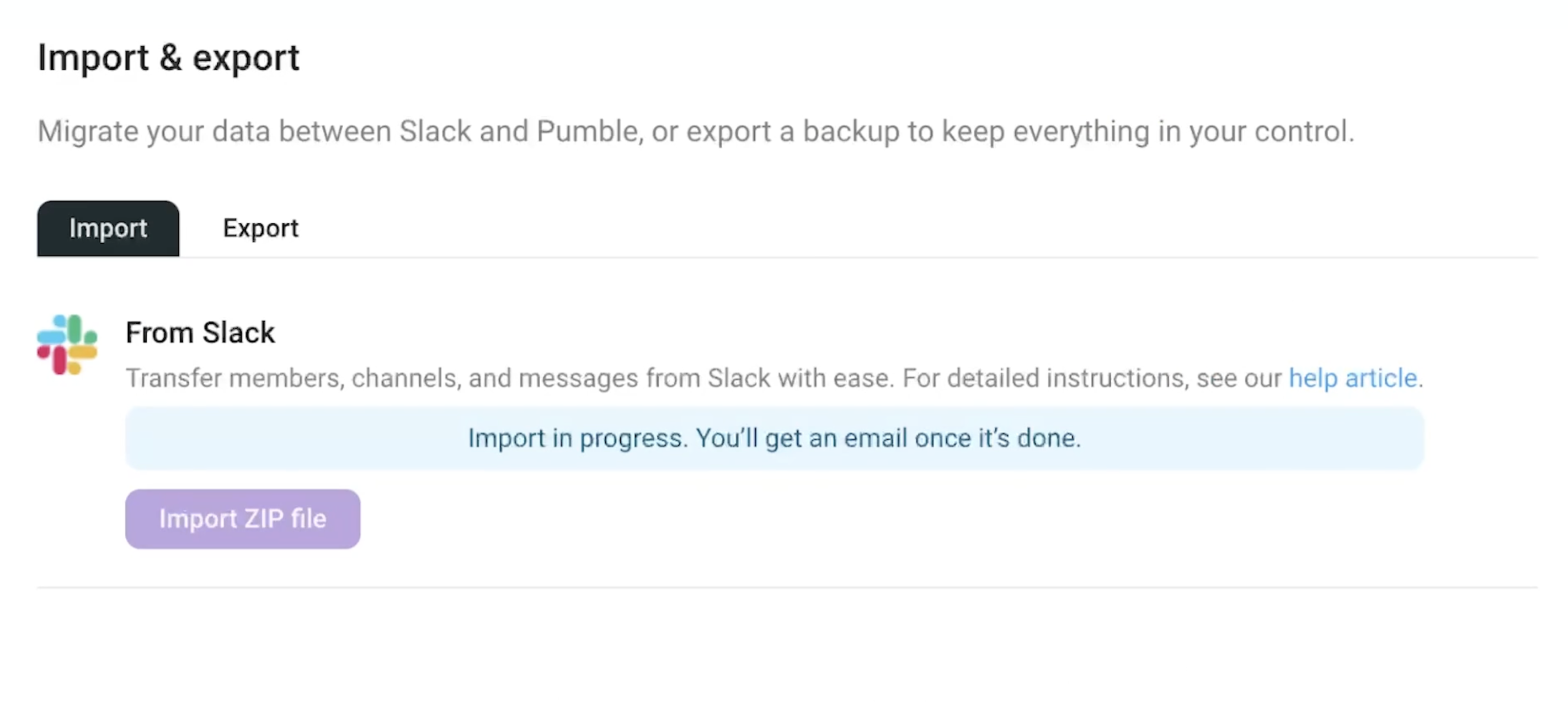 Start importing files from Slack
