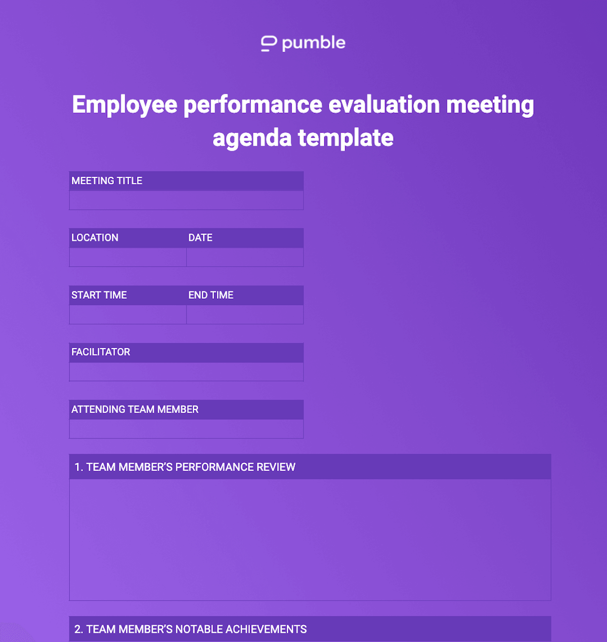 An example of an employee performance evaluation meeting agenda template
