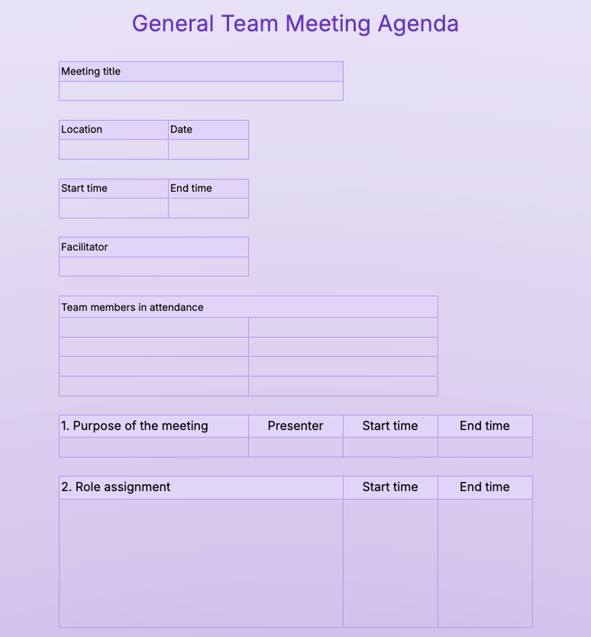 General meeting agenda template