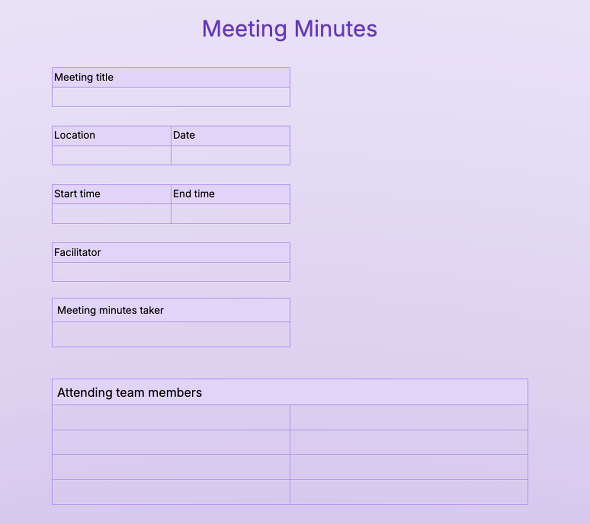 Meeting minutes template