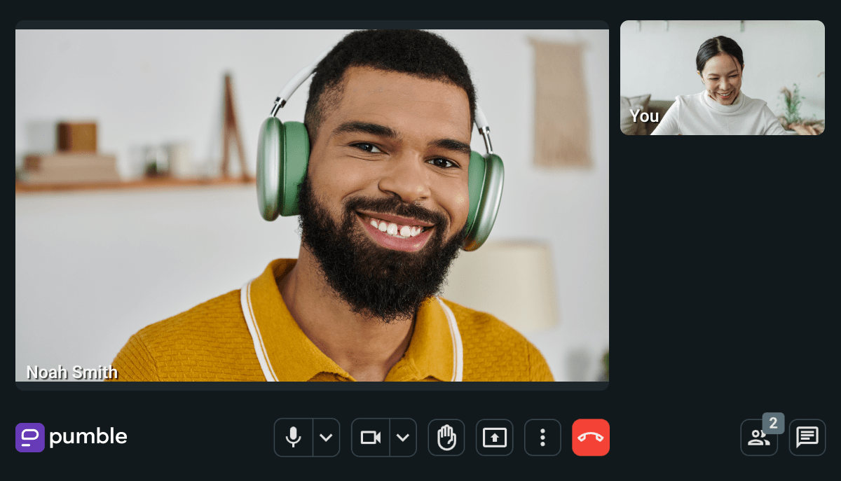 One-on-one video call in Pumble, the business communication app