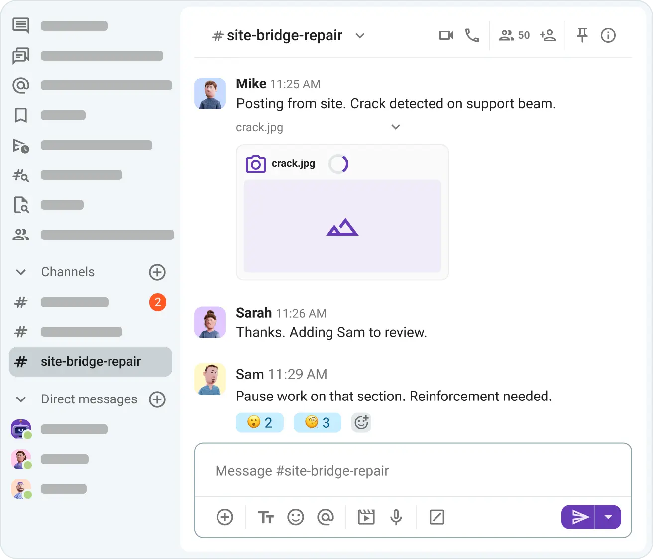 File sharing in Pumble