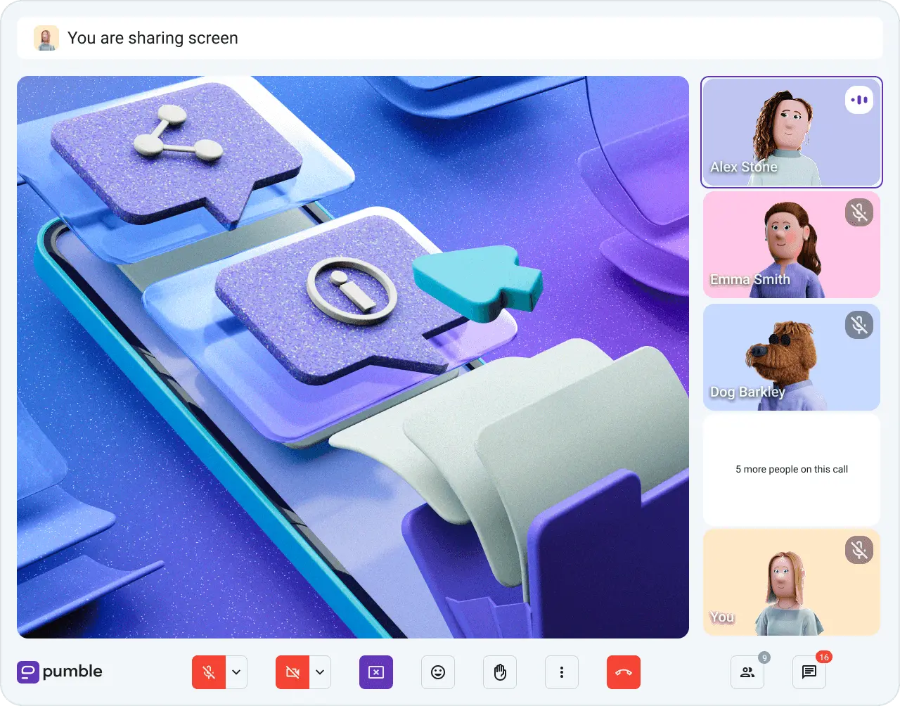 Screen sharing in a Pumble video call