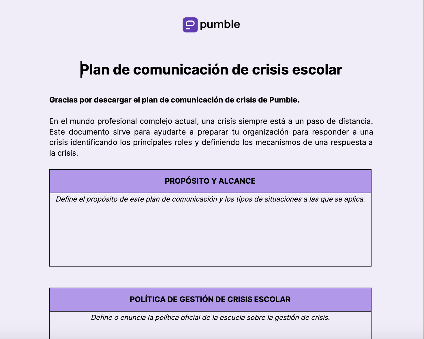 Plan de comunicación de crisis escolar