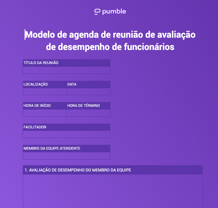 Um exemplo de modelo de agenda de reunião de avaliação de desempenho de funcionários