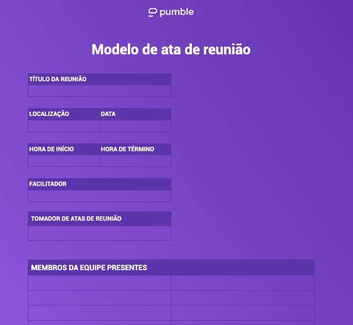 Um exemplo de modelo de ata de reunião