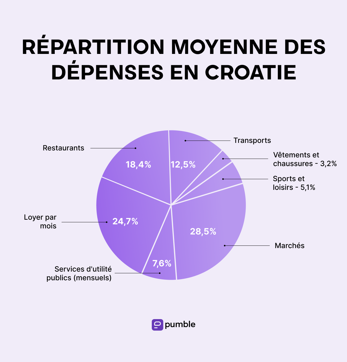 Average distribution of expenses in Croatia