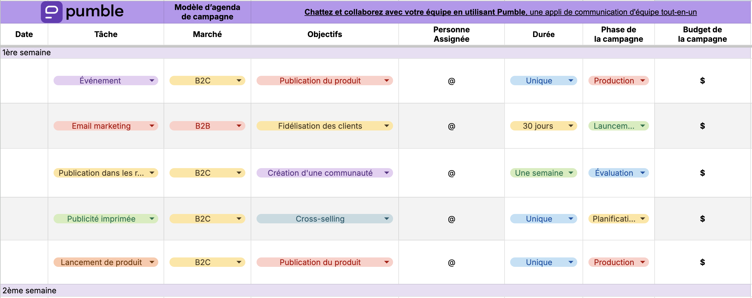 Modèle d’agenda de campagne