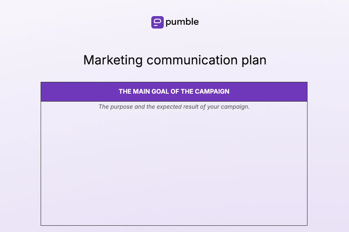 Marketing communication plan template