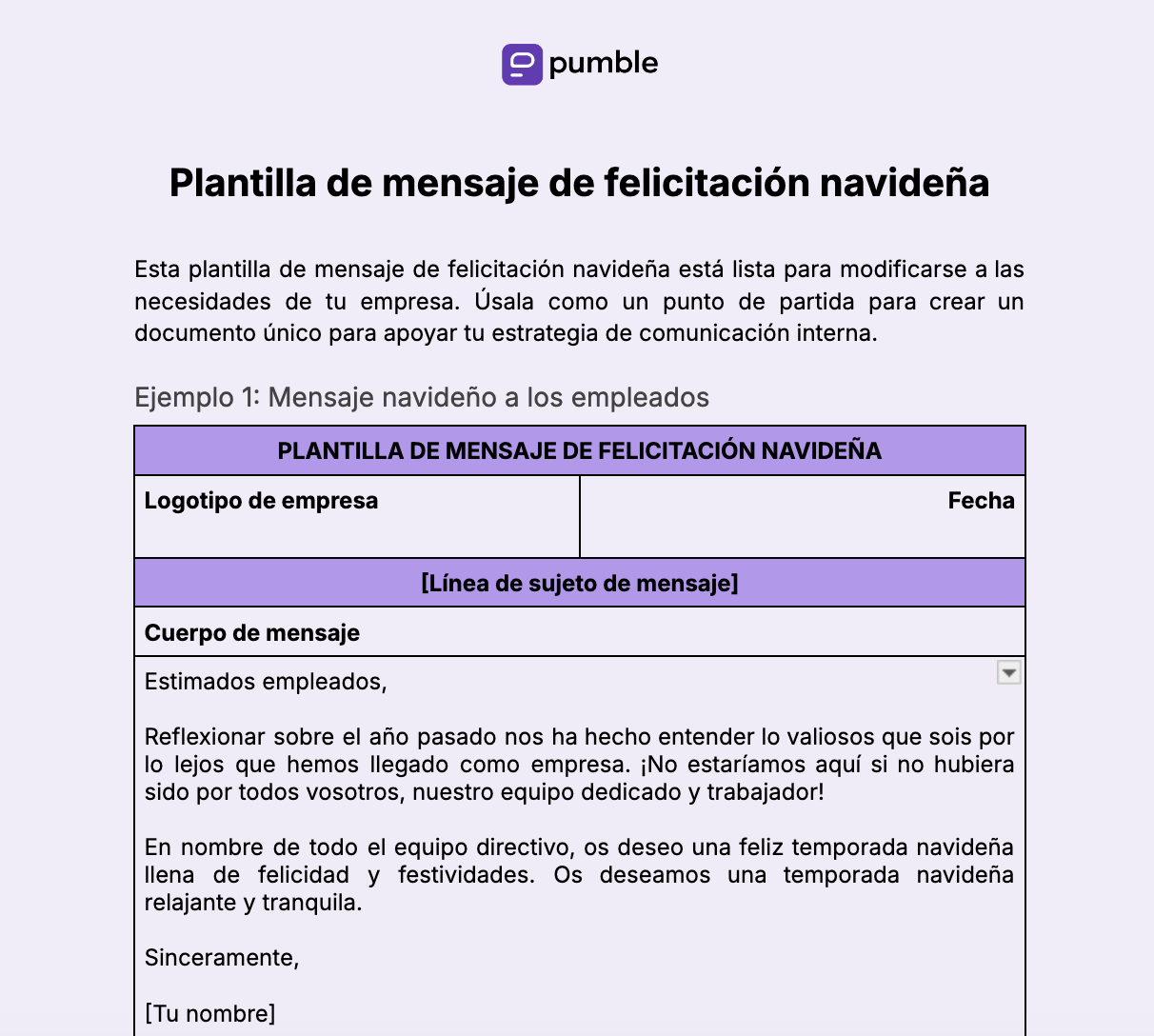 Plantilla de mensaje de felicitación navideña