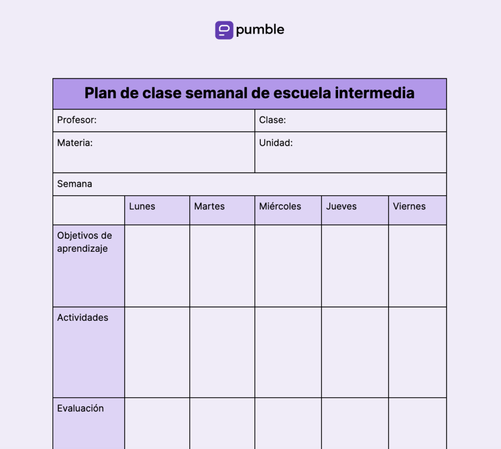 Plantillas de planes de clases para profesores