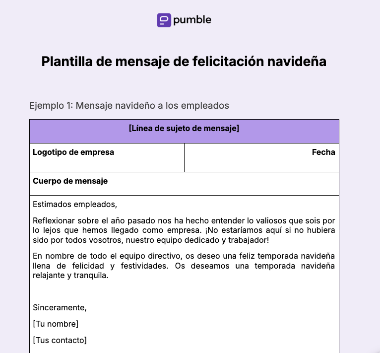 Plantilla de mensaje de felicitación navideña