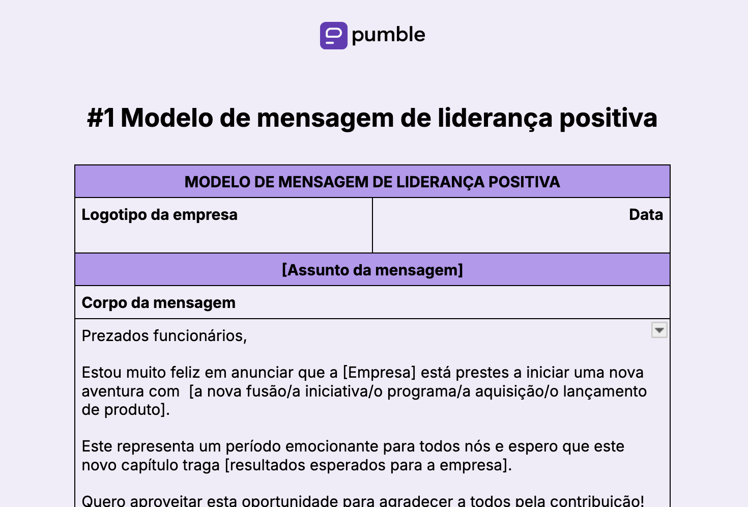 1. Leadership Message Template